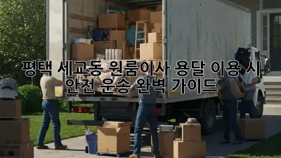 평택 세교동 원룸이사, 용달 이용 시 안전 운송 완벽 가이드